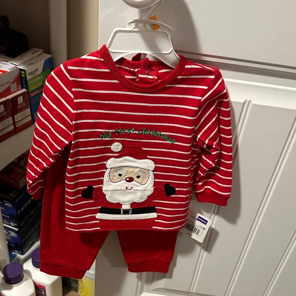Little Me Red Striped Santa Outfit